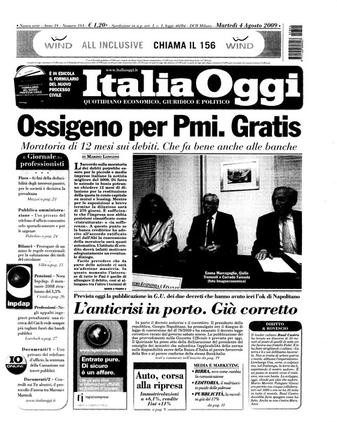 Italia oggi : quotidiano di economia finanza e politica